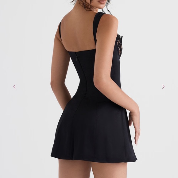 House of CB Adriana Black Satin and Lace Mini Dress - Picture 4 of 5